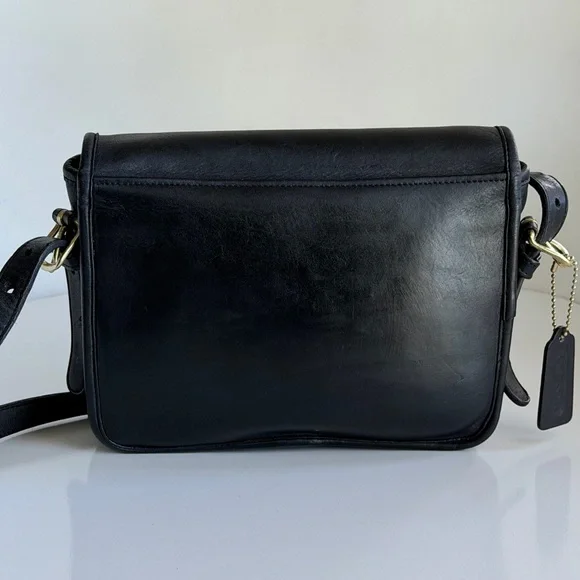 Vintage Coach Black Leather Crossbody Saddle Pouch Bag 9590 Made In NYC '80's - Picture 4 of 16